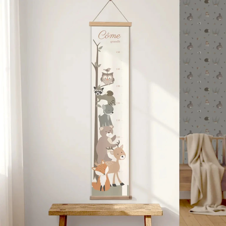 Atelier Baby’Sphère - Toise bébé personnalisée sur le thème des animaux de la forêt
