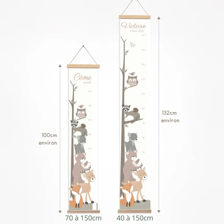Atelier Baby’Sphère - Toise bébé personnalisée sur le thème des animaux de la forêt