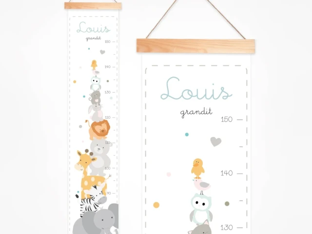 Atelier Baby’Sphère - Toise personnalisée des bébés animaux les uns sur les autres