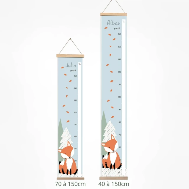 Atelier Baby’Sphère - Toise bébé personnalisée du petit renard de la forêt