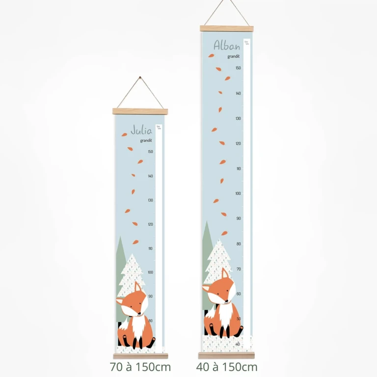 Atelier Baby’Sphère - Toise bébé personnalisée du petit renard de la forêt