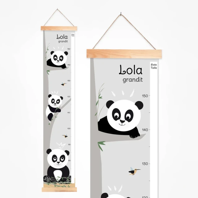 Atelier Baby’Sphère - Toise bébé personnalisée sur le thème des pandas