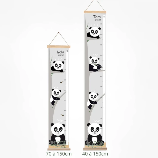 Atelier Baby’Sphère - Toise bébé personnalisée sur le thème des pandas