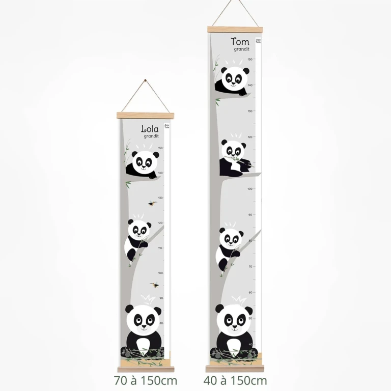 Atelier Baby’Sphère - Toise bébé personnalisée sur le thème des pandas