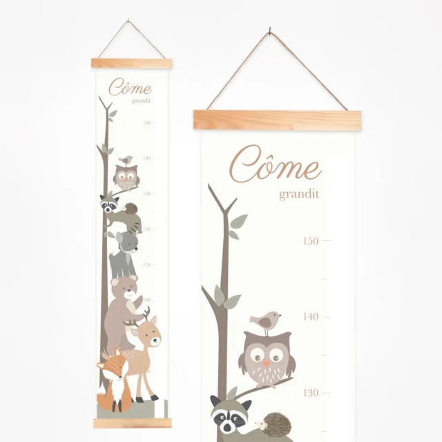 L’Atelier BABY’SPHERE - Toise bébé personnalisée sur le thème des animaux de la forêt