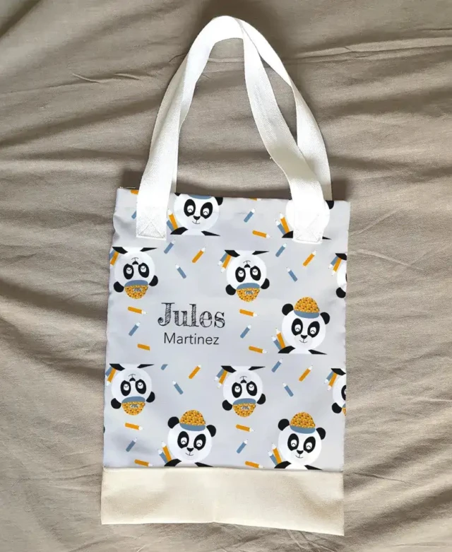 L’Atelier BABY’SPHERE - Tote bag enfant panda personnalisé