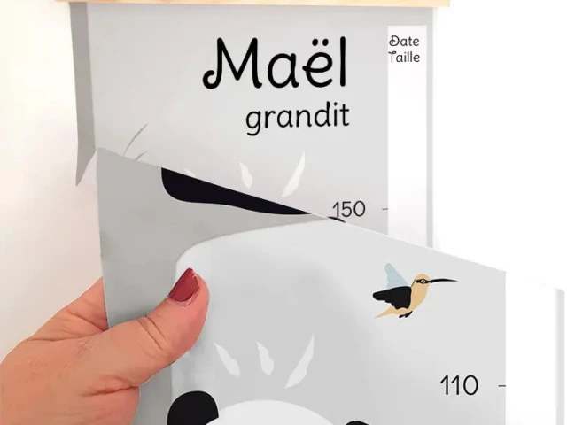 Atelier Baby’Sphère - Toise bébé personnalisée sur le thème des pandas