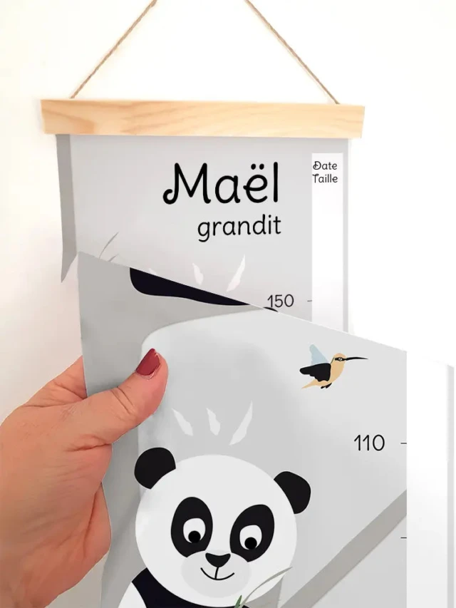 L’Atelier BABY’SPHERE - Toise bébé personnalisée sur le thème des pandas