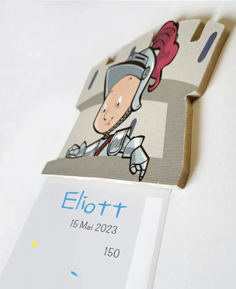 Atelier Baby'Sphère - Toise enfant personnalisée chevalier et dragon – Bois et tissu