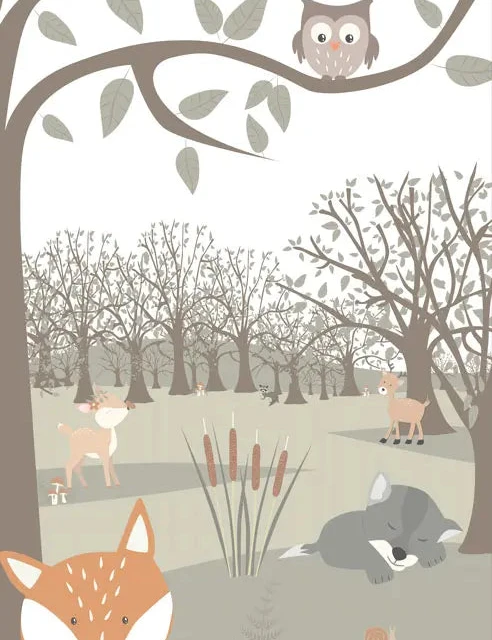 Atelier Baby'Sphère - Lé de papier peint panoramique "Fenêtre sur la forêt enchantée" – Vertical : 91cm x 2m40 de hauteur