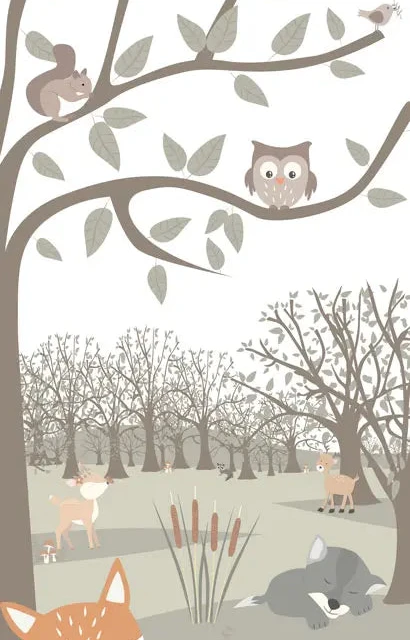 Atelier Baby'Sphère - Lé de papier peint panoramique "Fenêtre sur la forêt enchantée" – Vertical : 91cm x 2m40 de hauteur