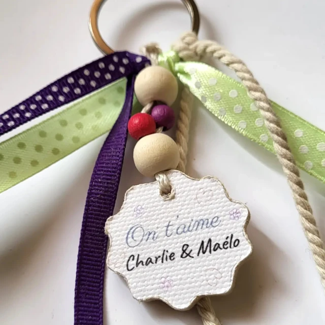Atelier Baby’Sphère - Porte‑clefs personnalisé Fête des Mères – Création artisanale & message d’amour – Finalisé / 40x45mm