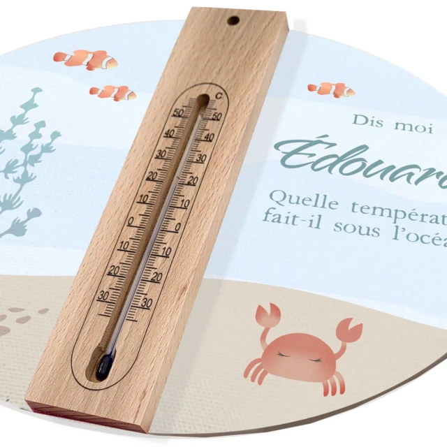 Atelier Baby’Sphère - Cadre thermomètre personnalisé thème sous la mer
