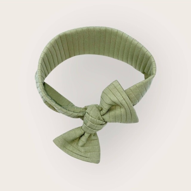 Les Mômes des Dômes - Bandeau en jersey côtelé – Réglable – Olive