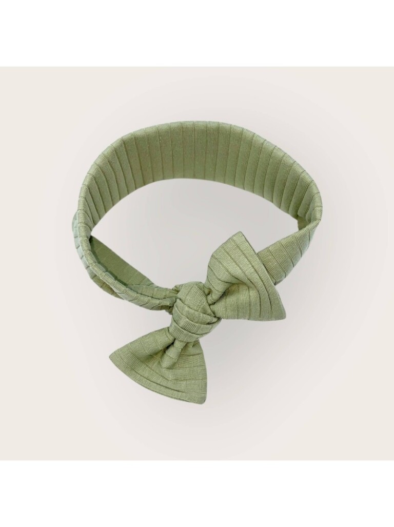 Les Mômes des Dômes - Bandeau en jersey côtelé – Réglable – Olive