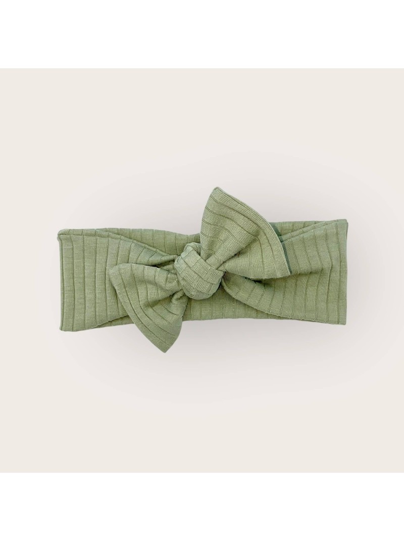 bandeau en jersey cotele reglable olive Les Mômes des Dômes - Bandeau en jersey côtelé – Réglable – Olive