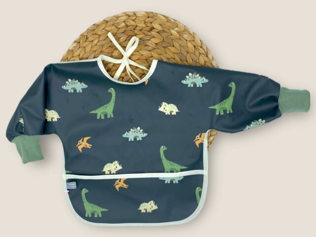 bavoir a manches impermeable dinos Les Mômes des Dômes - Bavoir à manches imperméable dinos