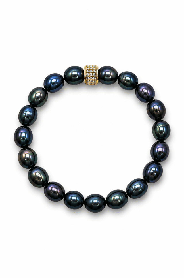 NEIJE - Bracelet Athéna Perles de Culture Noires