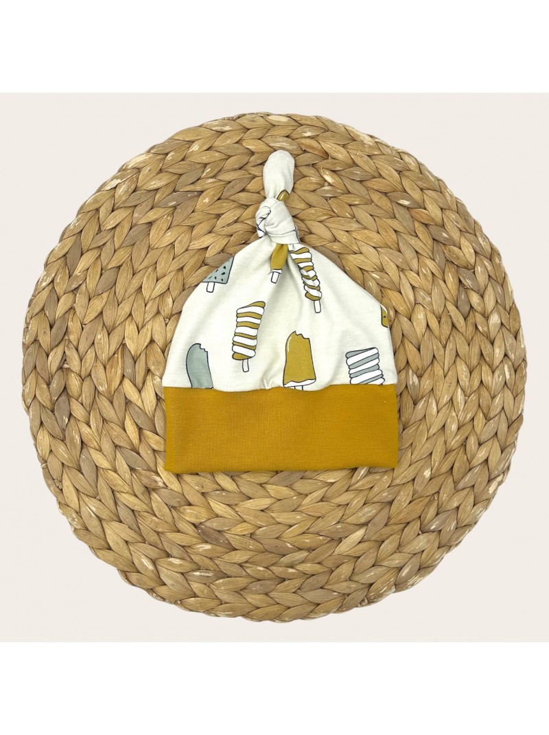 bonnet evolutif avec noeud anika Les Mômes des Dômes - Bonnet évolutif avec noeud Anika