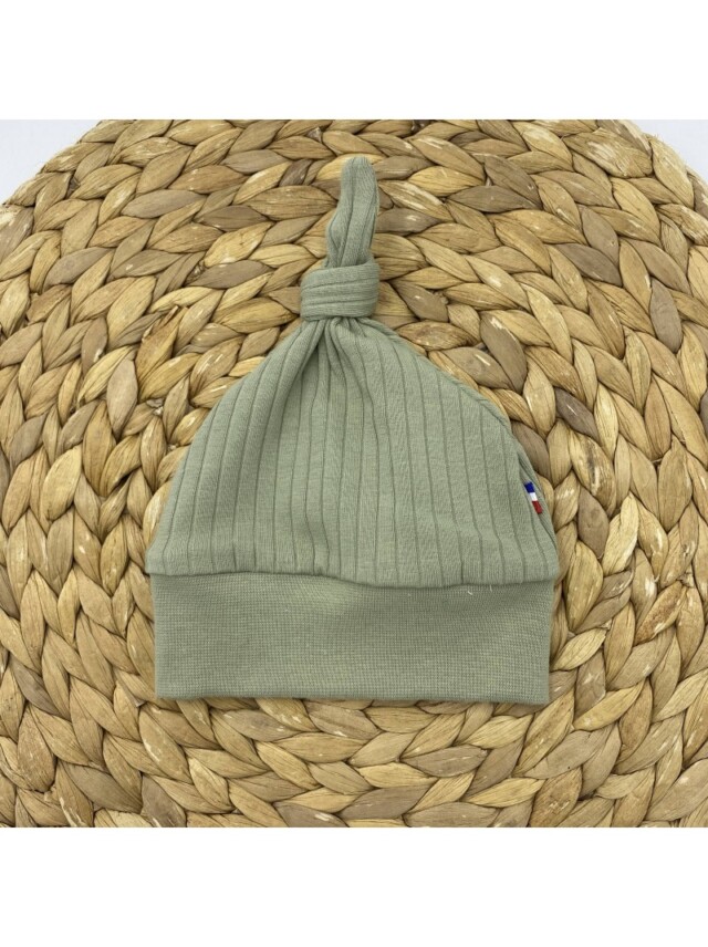 Bonnet évolutif avec noeud Olive par la marque Les Mômes des Dômes Les Mômes des Dômes - Bonnet évolutif avec noeud Olive