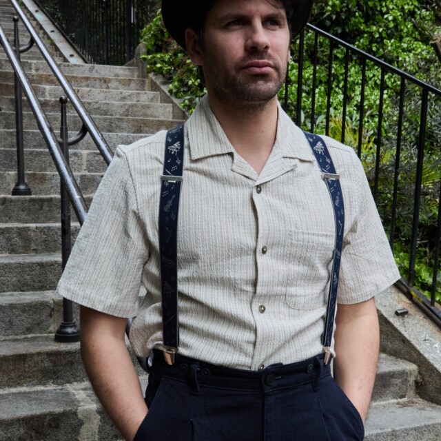 Pierrot - Bretelles à Motifs Rayonne – Bleu