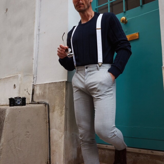 Pierrot - Bretelles à Motifs Rayonne – Blanc