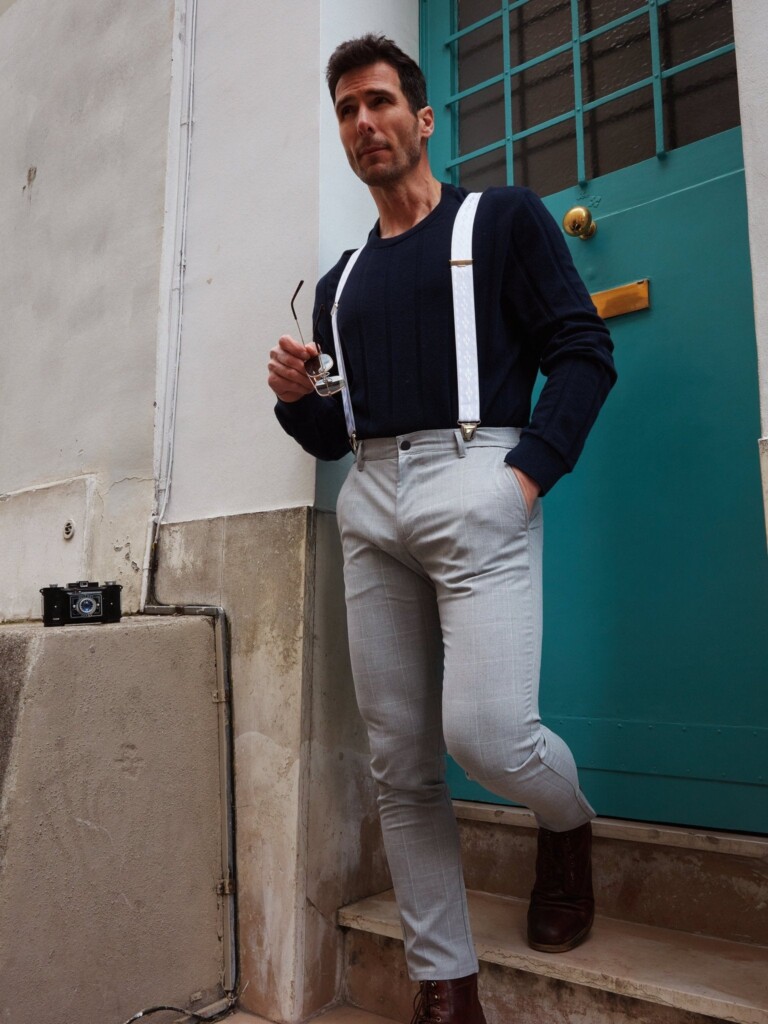 Pierrot - Bretelles à Motifs Rayonne – Blanc