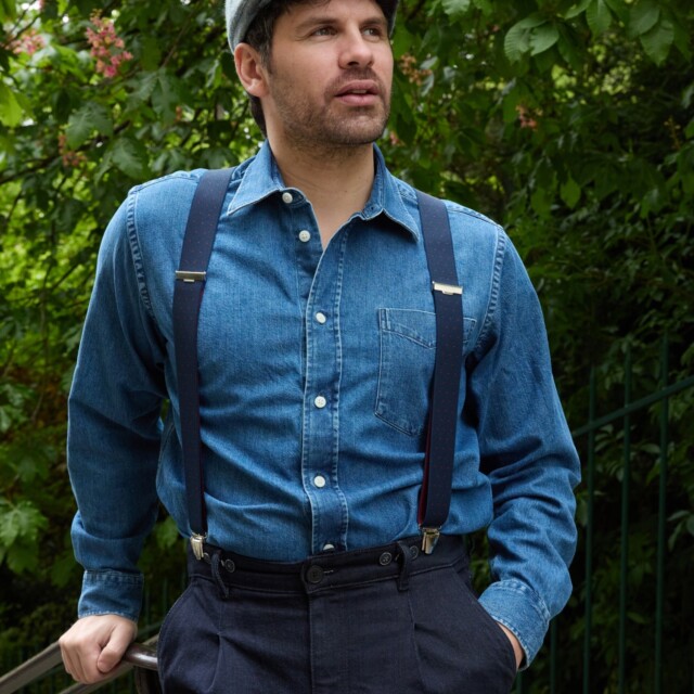 Pierrot - Bretelles à Pois Classiques – Bleu