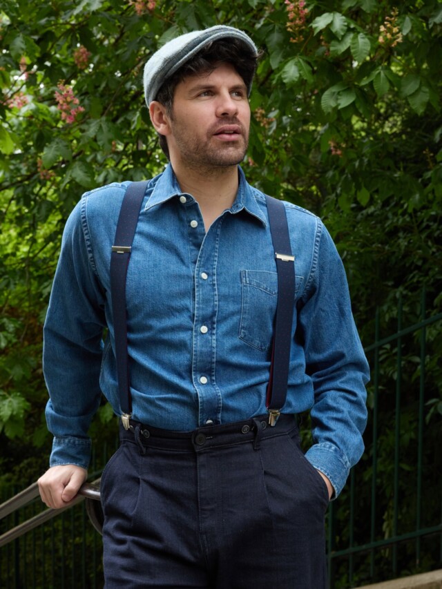 Pierrot - Bretelles à Pois Classiques – Bleu