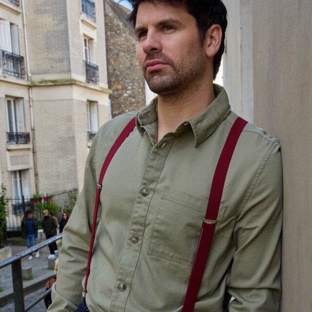 Pierrot - Bretelles Fines Unies – Rouge