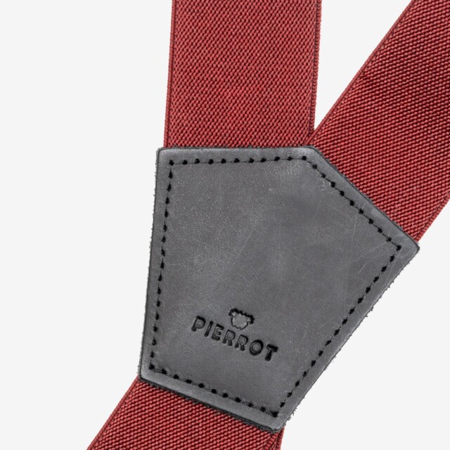 Pierrot - Bretelles Unies Finitions Cuir – Rouge