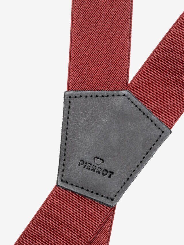 Pierrot - Bretelles Unies Finitions Cuir – Rouge