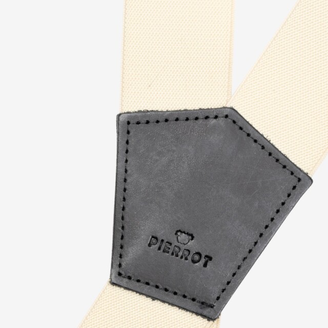 Pierrot - Bretelles Unies Finitions Cuir – Beige