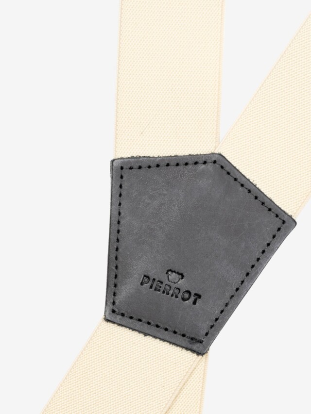 Pierrot - Bretelles Unies Finitions Cuir – Beige