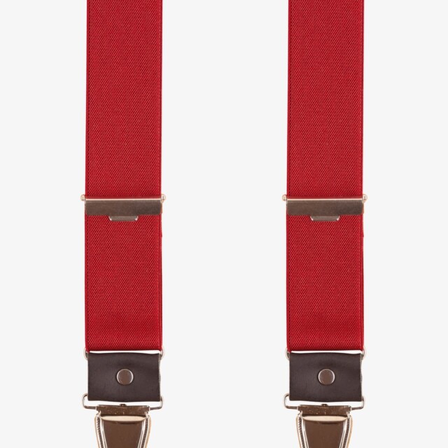 Pierrot - Bretelles Unies Finitions Cuir – Rouge
