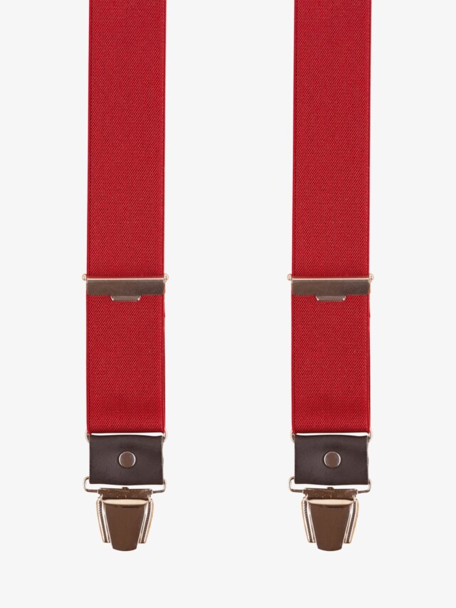Pierrot - Bretelles Unies Finitions Cuir – Rouge