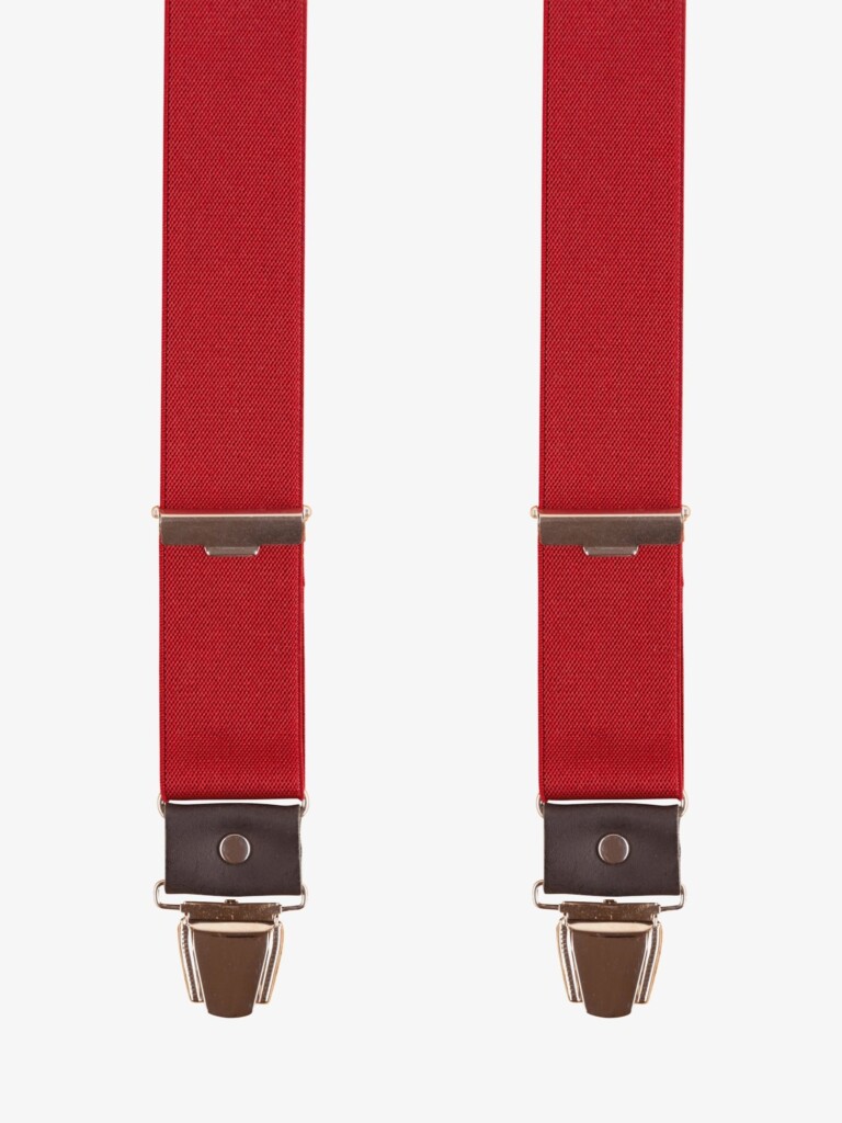 Pierrot - Bretelles Unies Finitions Cuir – Rouge