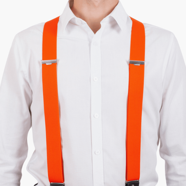 Pierrot - Bretelles Unies Finitions Cuir – Orange