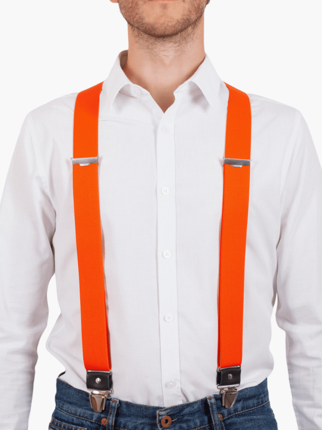 Pierrot - Bretelles Unies Finitions Cuir – Orange