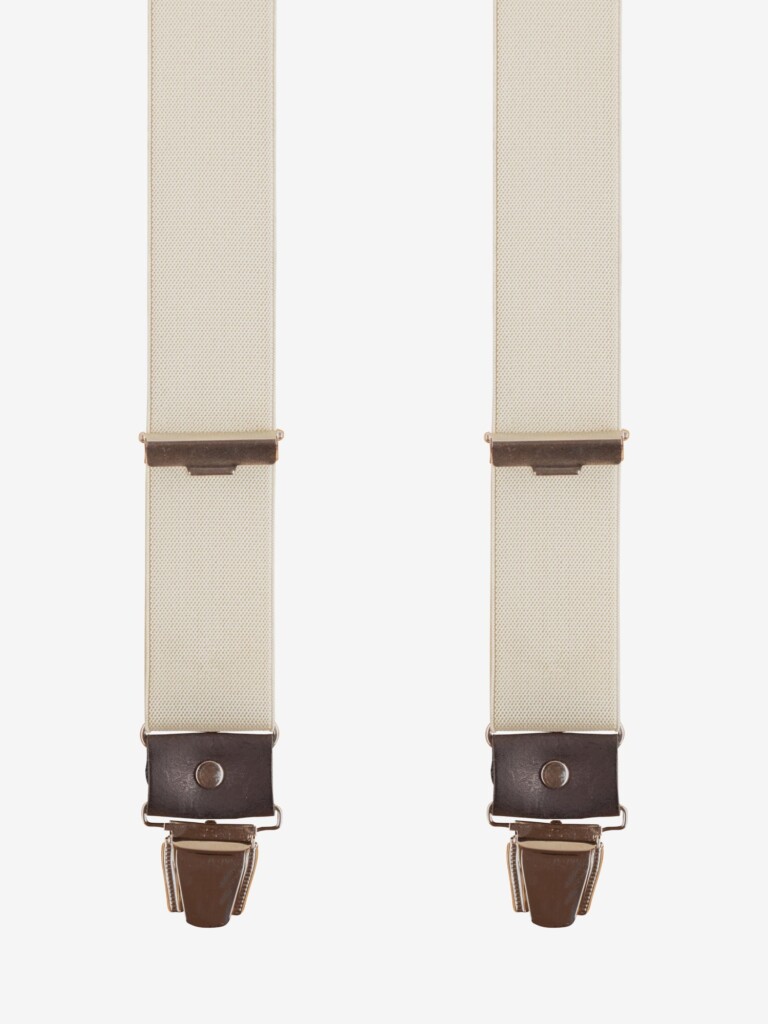 Pierrot - Bretelles Unies Finitions Cuir – Beige