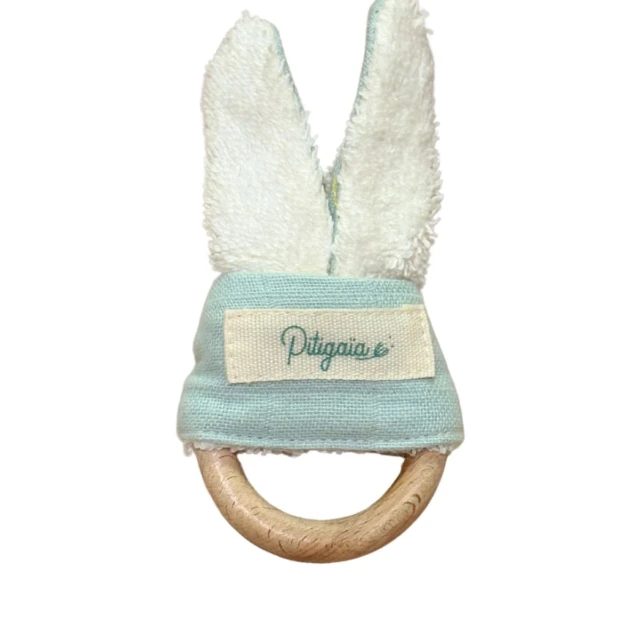 Petit Pote - Coffret naissance Hochet Lapin + Bavoir – Taille unique / Ciel