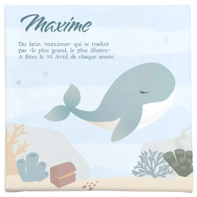 L’Atelier BABY’SPHERE - Cadre décoratif personnalisé – Thème mer & baleine