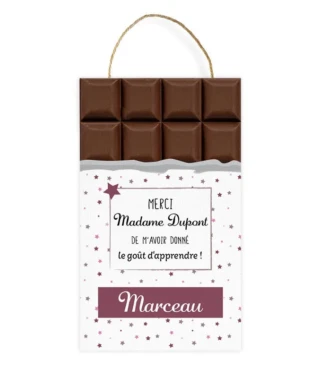 L’Atelier BABY’SPHERE - Cadre cadeau maîtresse personnalisé en forme de plaquette de chocolat