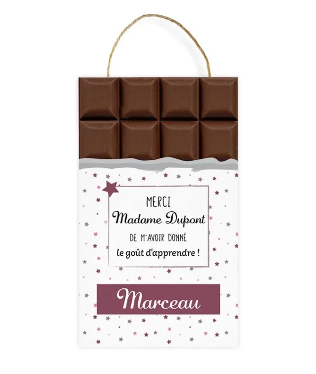 L’Atelier BABY’SPHERE - Cadre cadeau maîtresse personnalisé en forme de plaquette de chocolat
