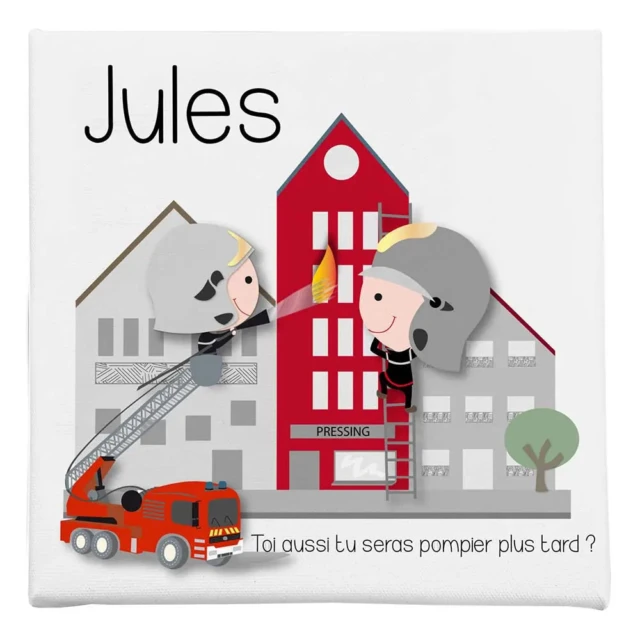 L’Atelier BABY’SPHERE - Cadre personnalisé pompiers en action sur un incendie