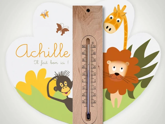 Atelier Baby’Sphère - Cadre thermomètre personnalisé animaux de la savane