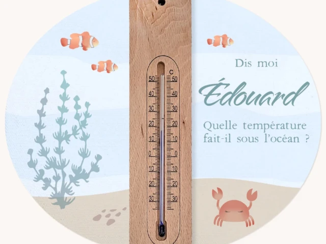 Atelier Baby’Sphère - Cadre thermomètre personnalisé thème sous la mer