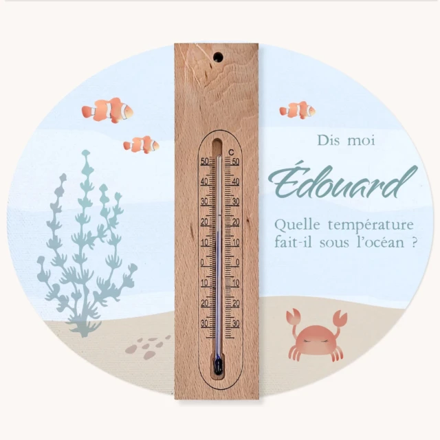 Cadre thermomètre personnalisé thème sous la mer par la marque L’Atelier BABY’SPHERE L’Atelier BABY’SPHERE - Cadre thermomètre personnalisé thème sous la mer