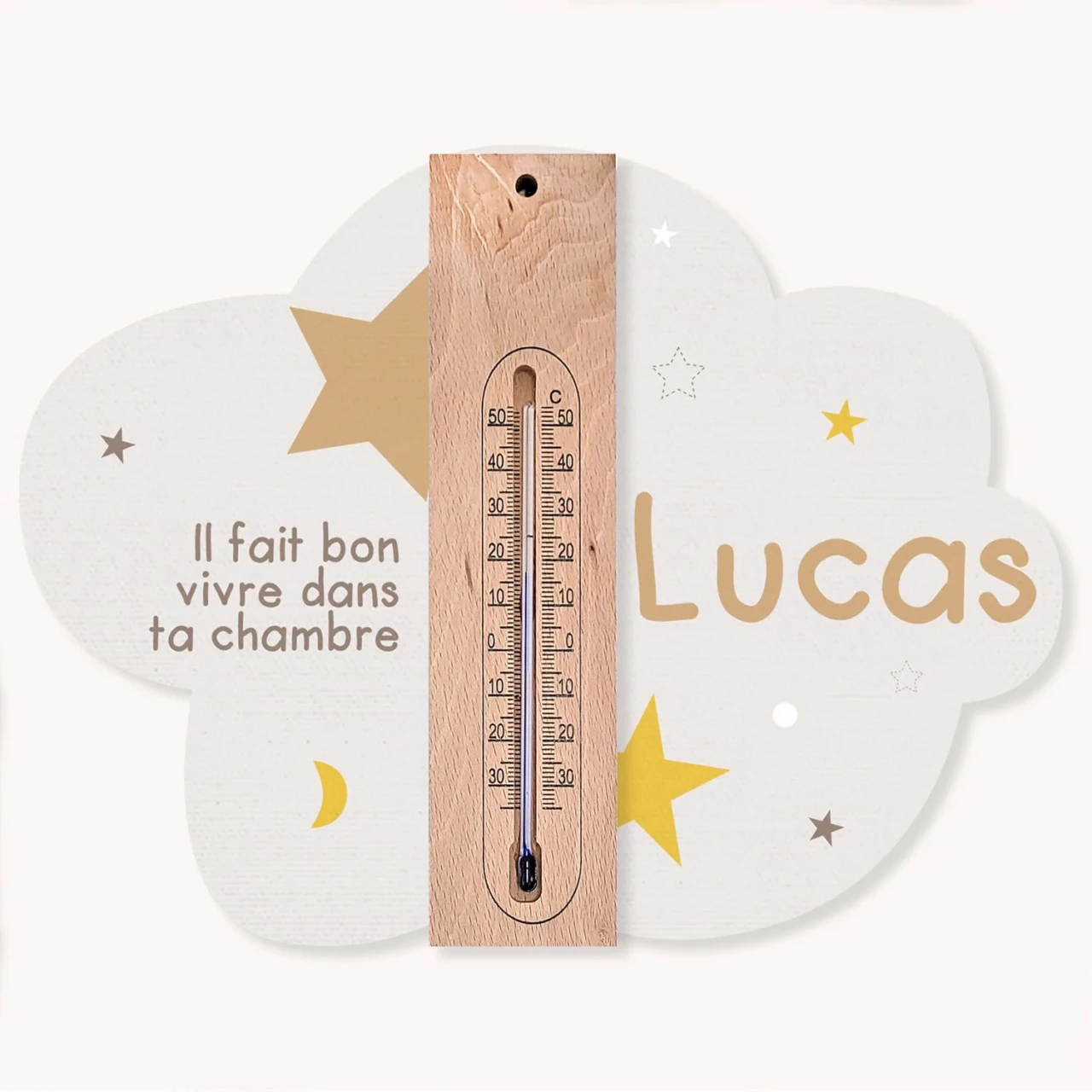 cadre thermometre nuage etoiles 1 1 1 Atelier Baby’Sphère - Cadre thermomètre personnalisé thème nuage et étoiles