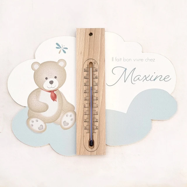 Cadre thermomètre mural du petit ours brun pour chambre de bébé par la marque L’Atelier BABY’SPHERE L’Atelier BABY’SPHERE - Cadre thermomètre mural du petit ours brun pour chambre de bébé